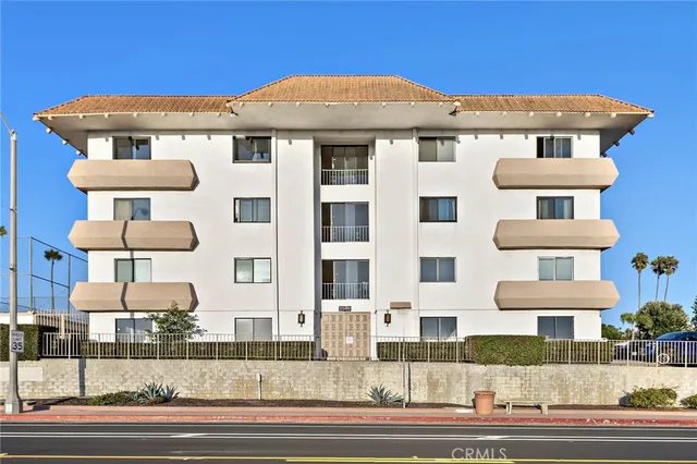 a front view of a multi story building