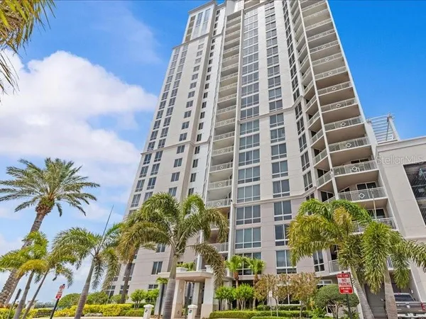 a front view of a multi story building