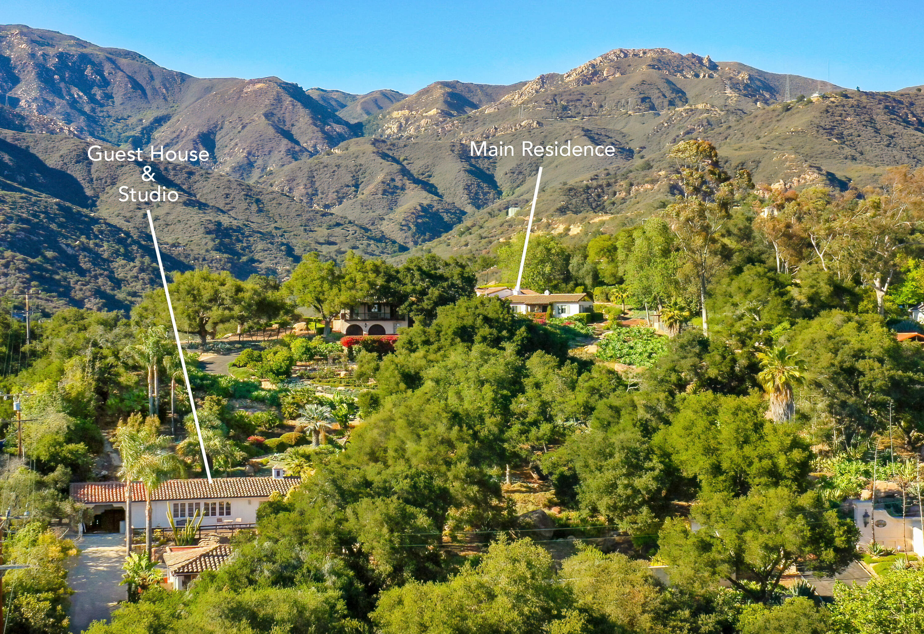460 El Cielito Road Santa Barbara, CA 93105 - Photo 27 of 38 Aerial w/ Guest House and Studio