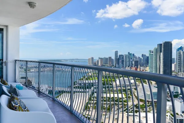 a view of city from a balcony