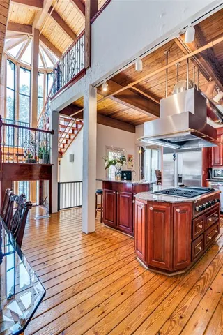 a outdoor space with wooden floors