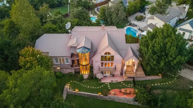 an aerial view of a house