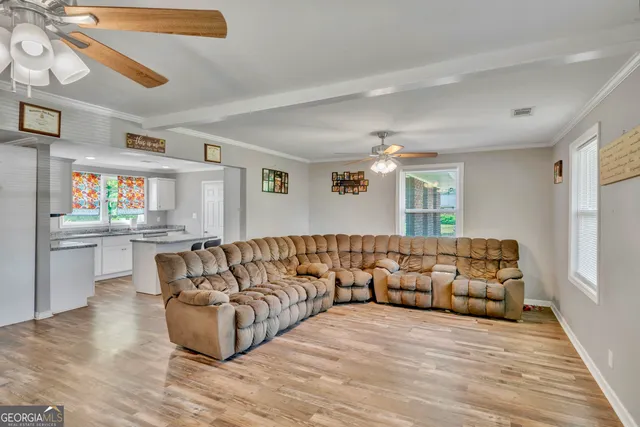 a living room with furniture and a couch