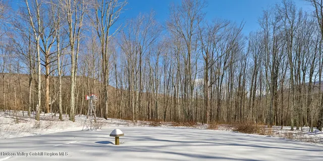 a view of the house with a snow in the background