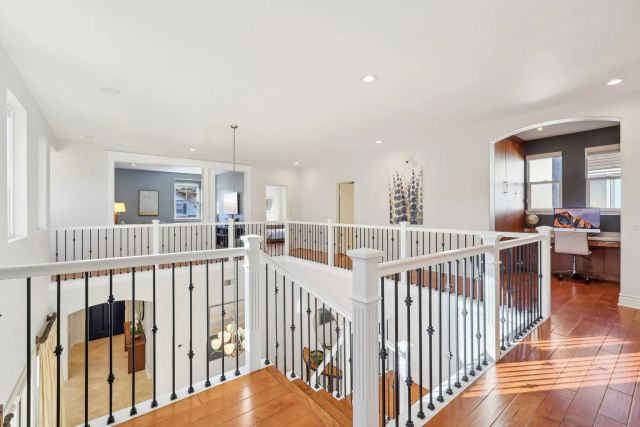 a view of a city from a balcony