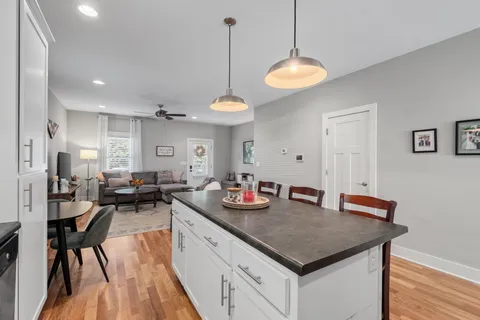 a view of a dining room and livingroom view
