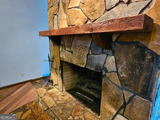 a close view of a fireplace