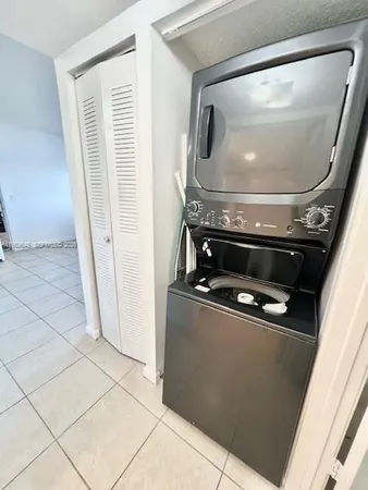 a room with washing machine