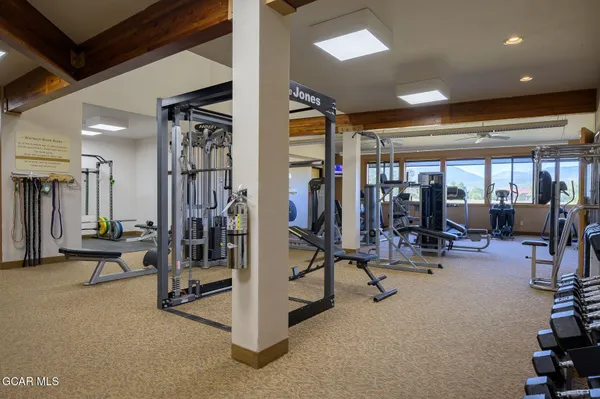 a view of a room with gym equipment