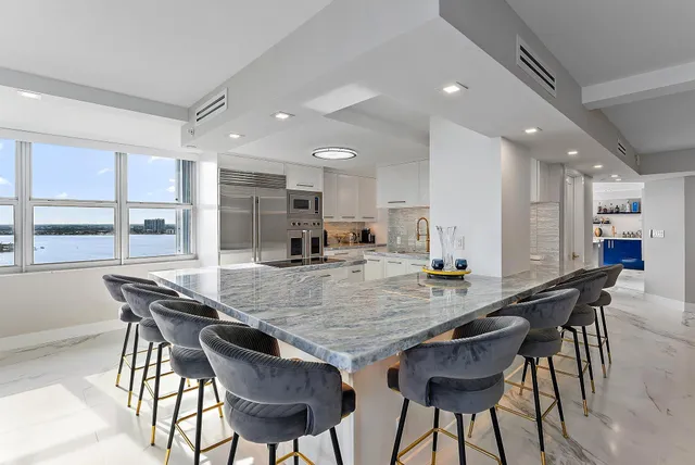 a view of a dining room and livingroom