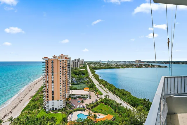 a view of a city and lake