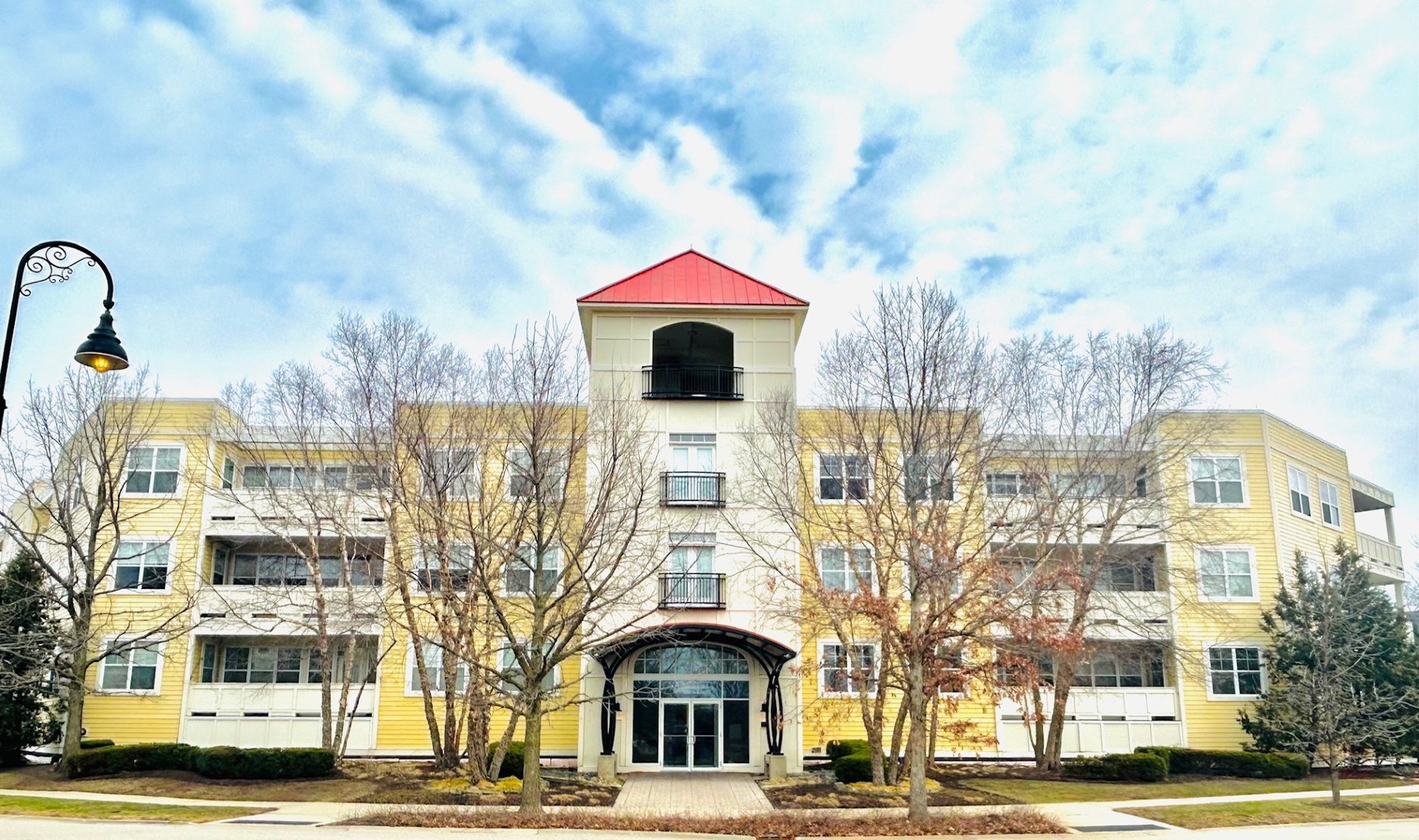 a front view of a building