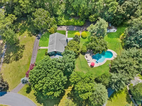 an aerial view of a house