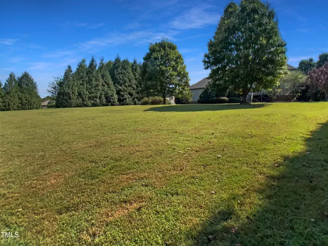 a view of a yard with an trees