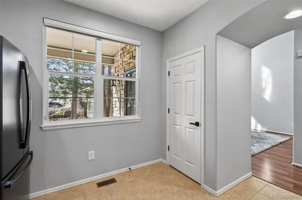 an empty room with windows
