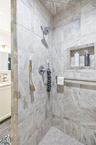 a bathroom with a shower