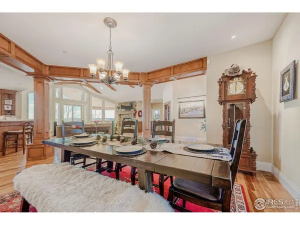 a open kitchen with a table and chairs