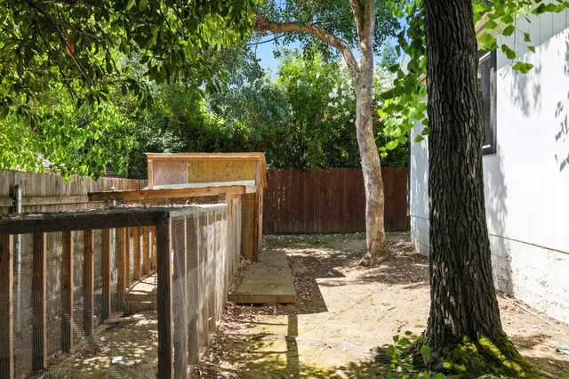 a view of a deck with a trees