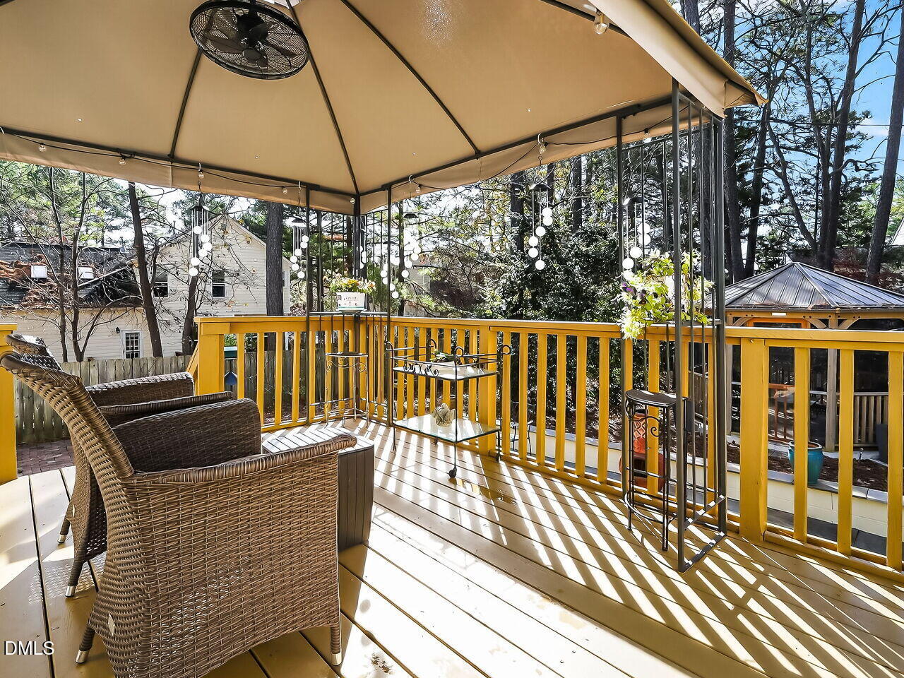 5 Flagstaff Court Durham, NC 27713 - Photo 22 of 40 a view of balcony with wooden floor and outdoor seating