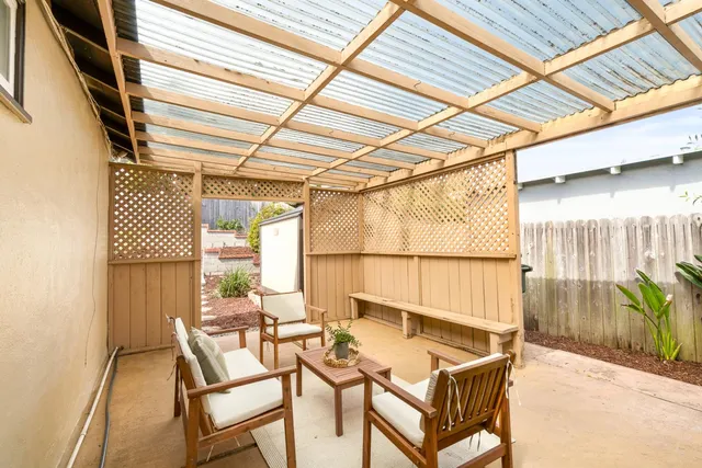 a outdoor living space with furniture