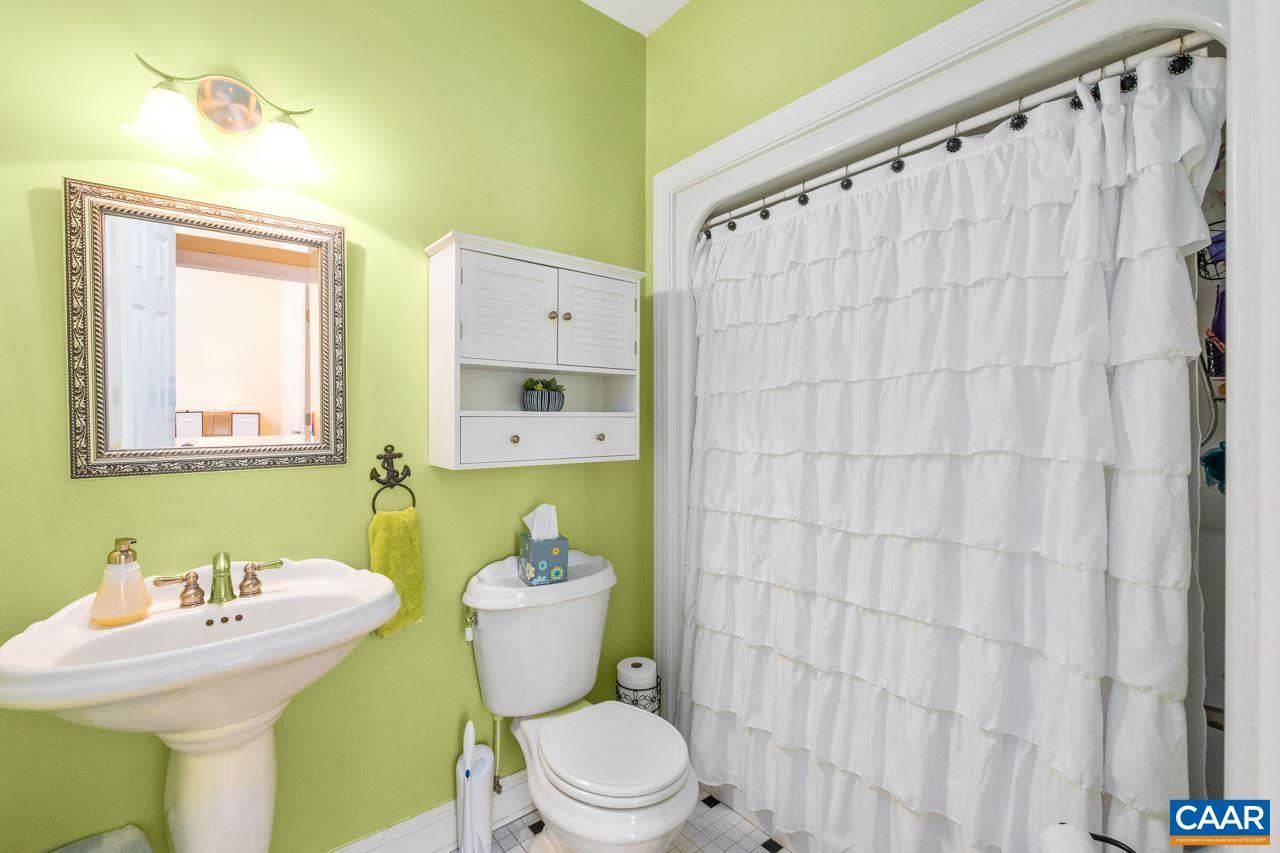 323 Buffalo Run Road Stanardsville, VA 22973 - Photo 28 of 37 a bathroom with a sink a toilet and shower curtain