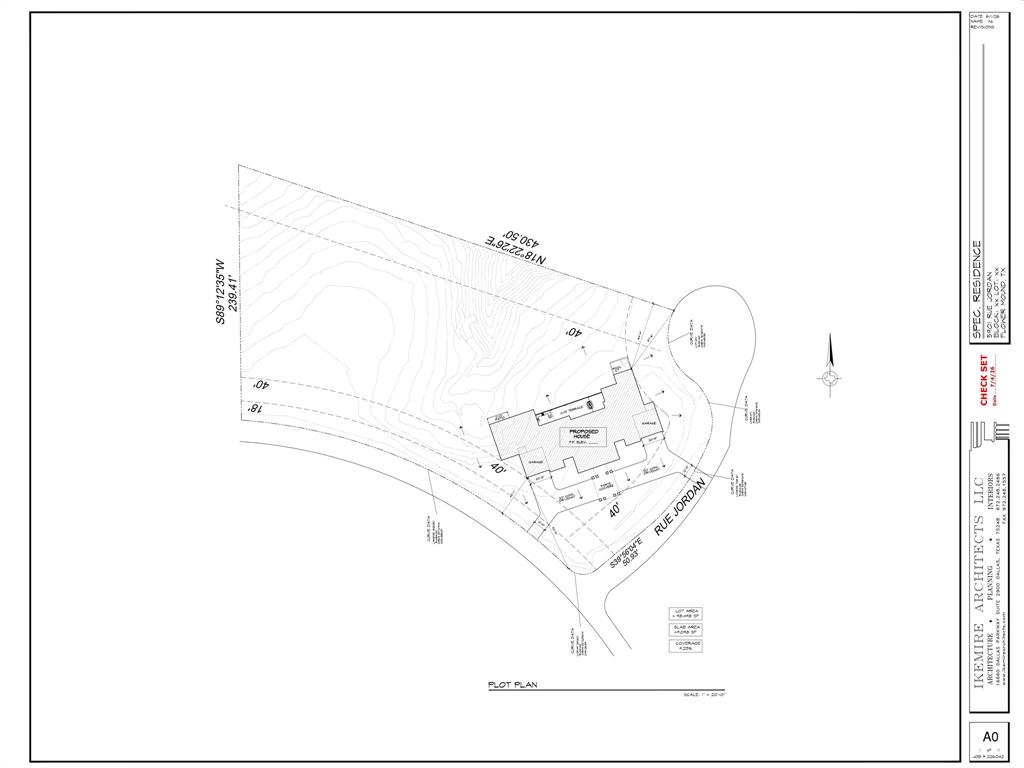 5901 Rue Jordan Flower Mound, TX 75022 - Photo 2 of 12 Plot Plan. Illustrating the property's boundaries, structures, and topographical features