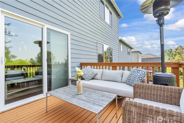 a roof deck with couch