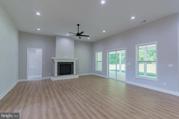 a living room with a fireplace