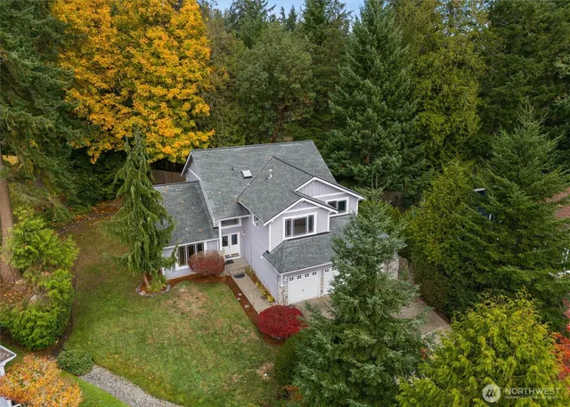 an aerial view of a house