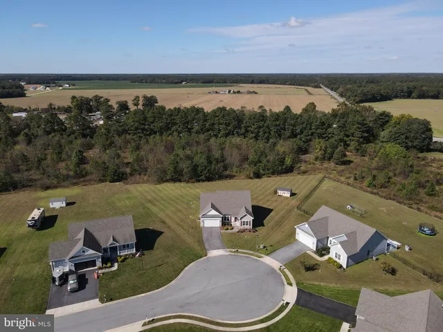an aerial view of a house with outdoor space