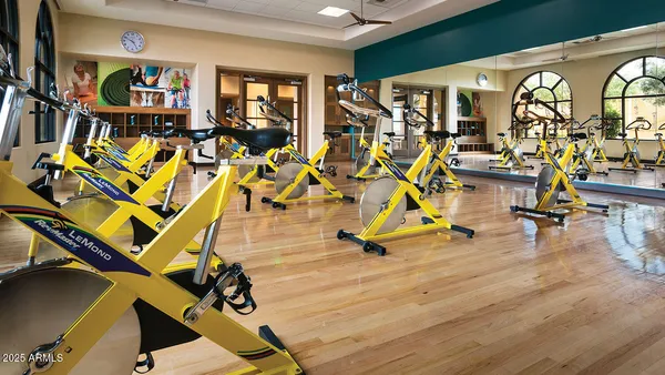 a view of a room with gym equipment