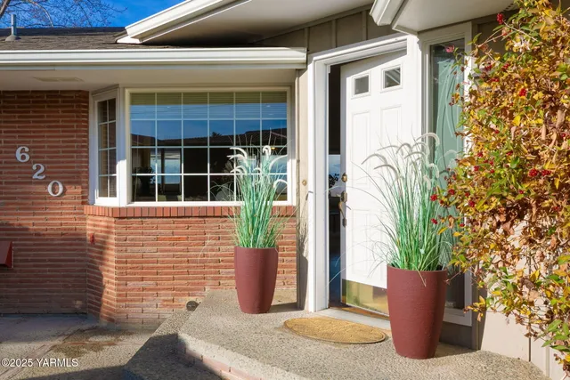 a view of potted plant in front of a door
