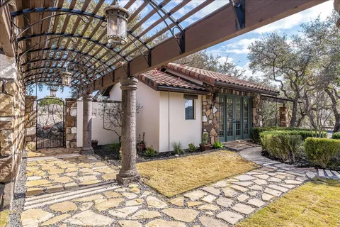 a view of outdoor space and swimming pool