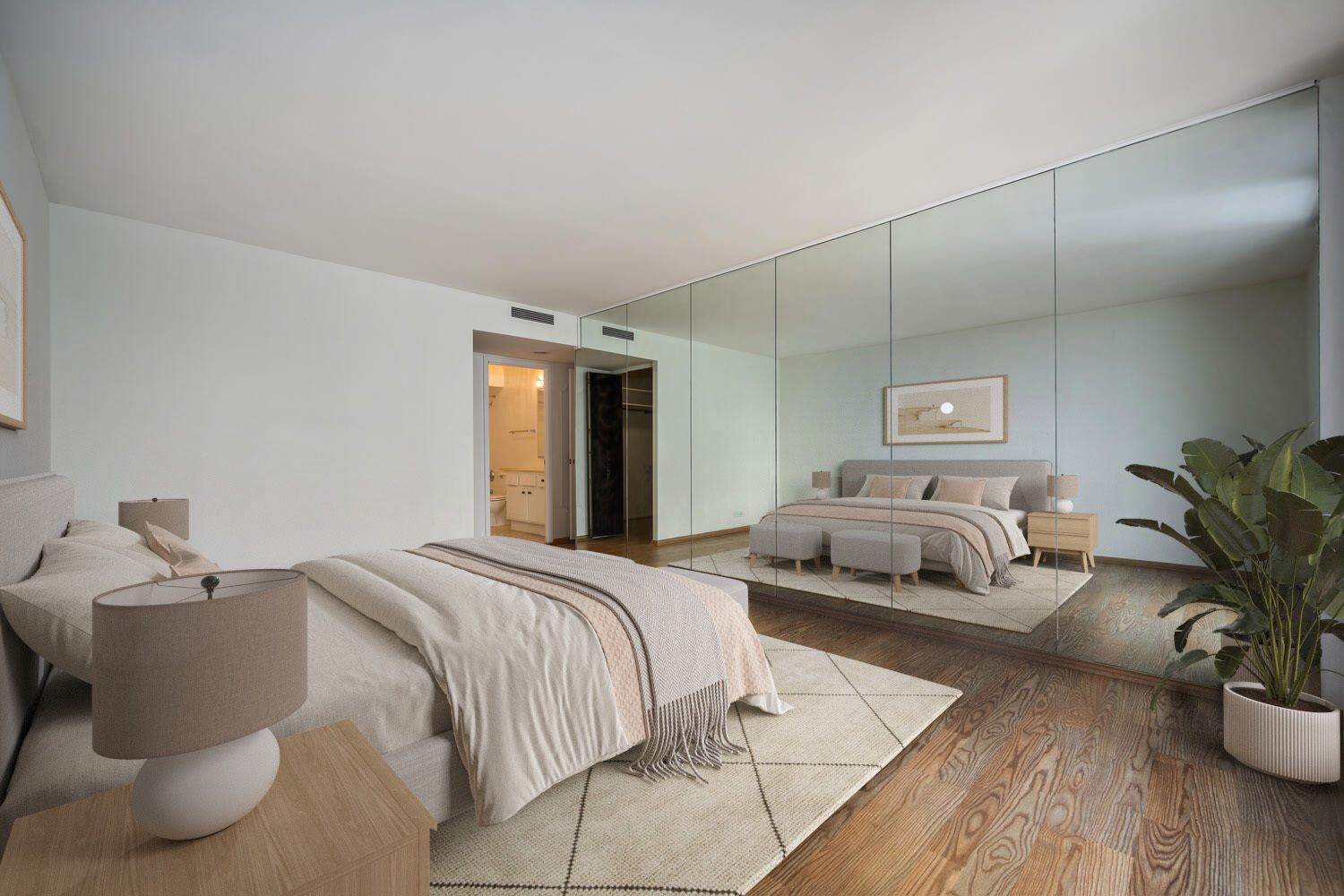 5855 North Sheridan Road, Unit 17D Chicago, IL 60660 - Photo 14 of 18 a bedroom with a bed and a potted plant