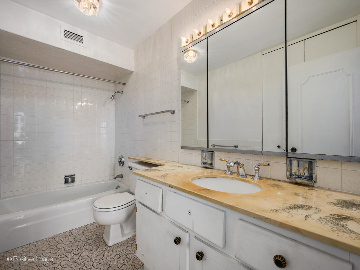 5855 North Sheridan Road, Unit 17D Chicago, IL 60660 - Photo 15 of 18 a bathroom with a granite countertop sink toilet and shower