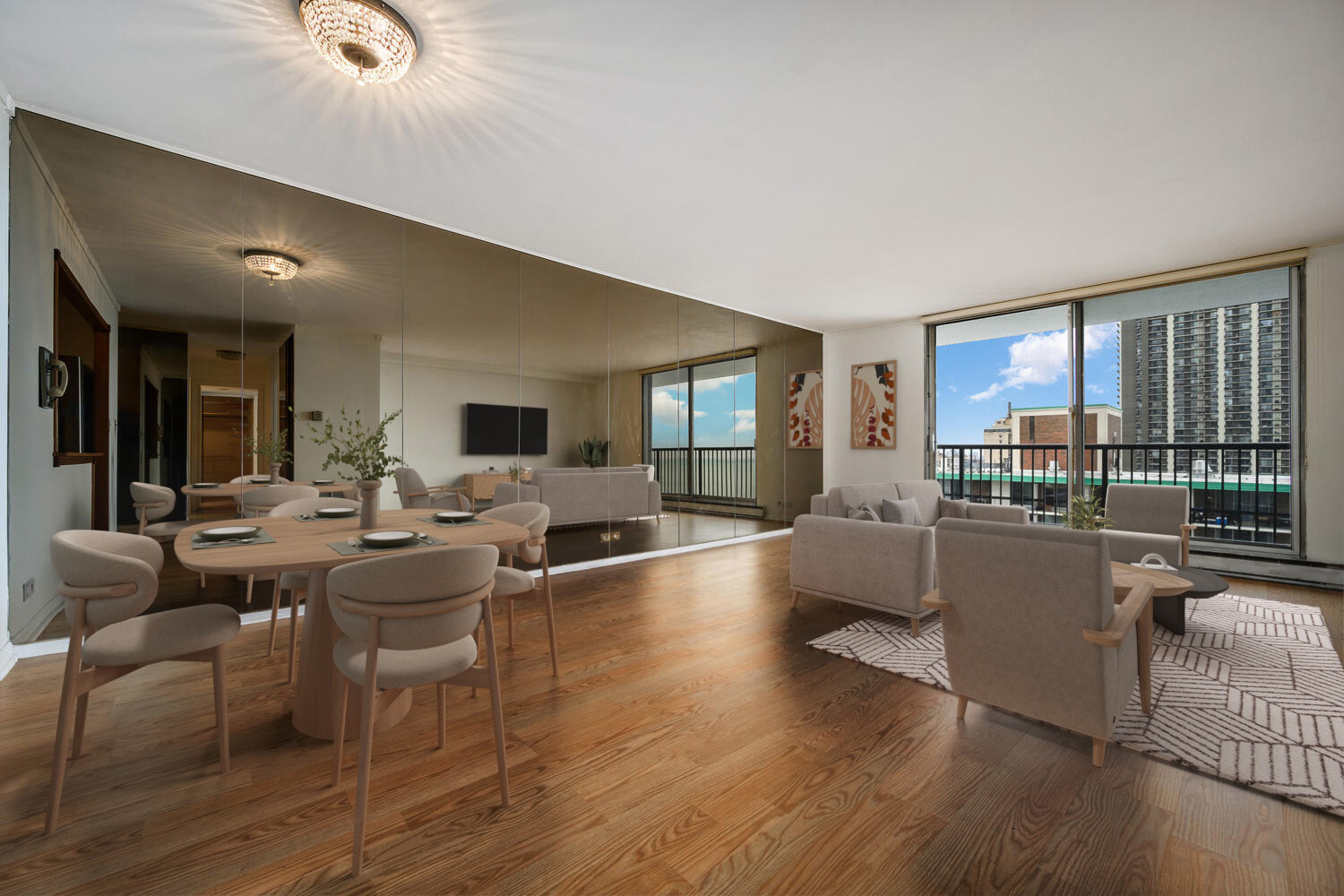 5855 North Sheridan Road, Unit 17D Chicago, IL 60660 - Photo 2 of 18 a living room with furniture and a large window