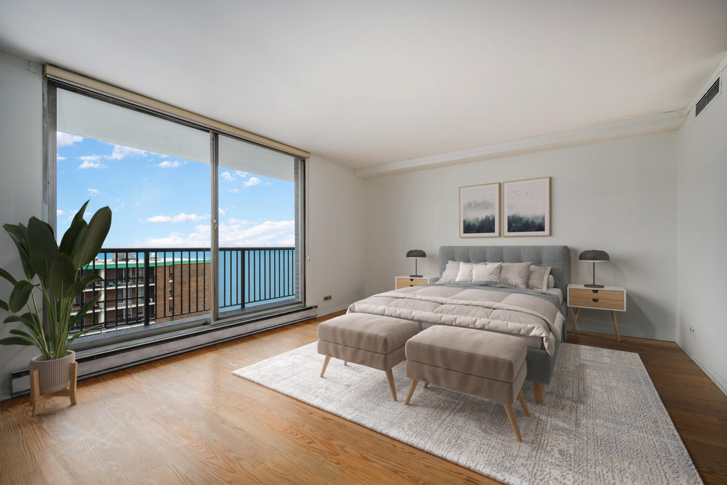 5855 North Sheridan Road, Unit 17D Chicago, IL 60660 - Photo 5 of 18 a bedroom with a large bed and a large window
