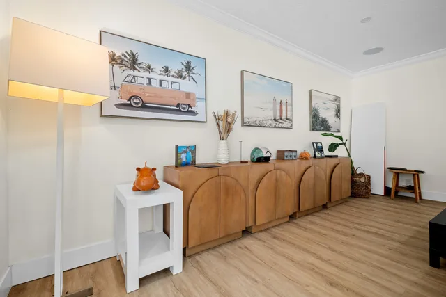 a kitchen with a stove and cabinets