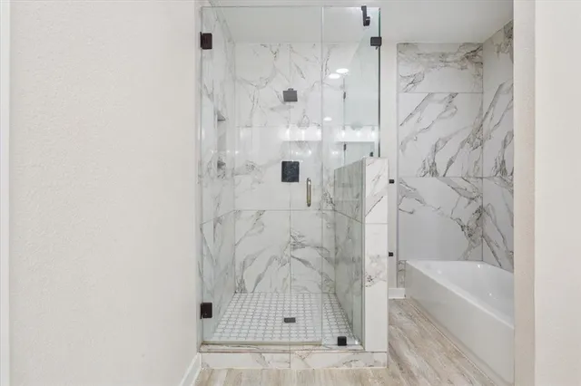 a bathroom with a shower
