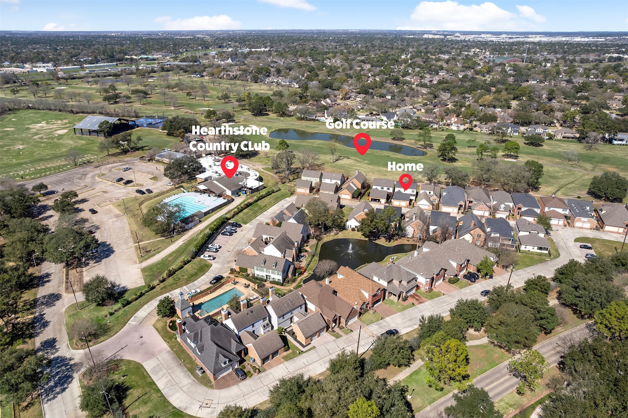 7635 Ameswood Road Houston, TX 77095 - Photo 32 of 39 Aerial view showing how close the country club is and the golf course views.