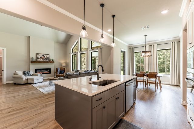 a backyard of a house with lots of green space and fountain