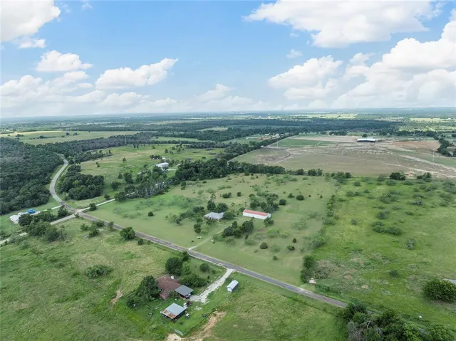 a view of a city from a yard