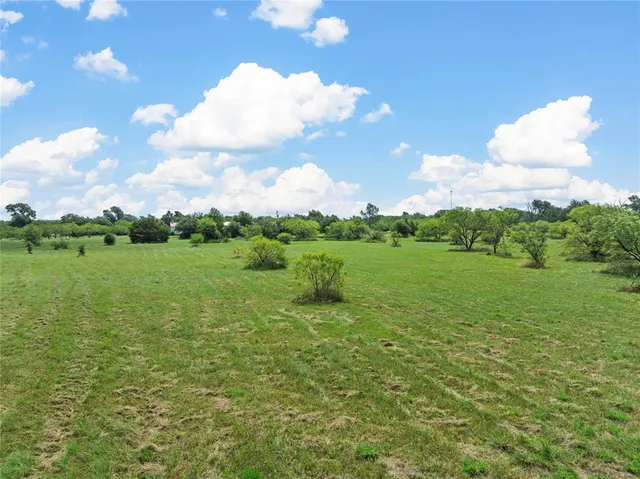 a view of a green field with clear sky