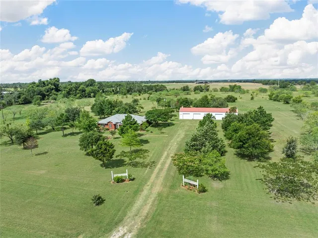a view of a garden with lawn chairs