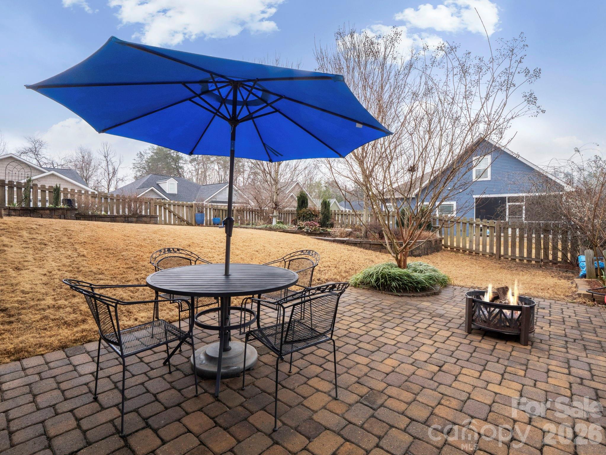 614 Downing Way Landrum, SC 29356 - Photo 36 of 46 a backyard of a house with table and chairs