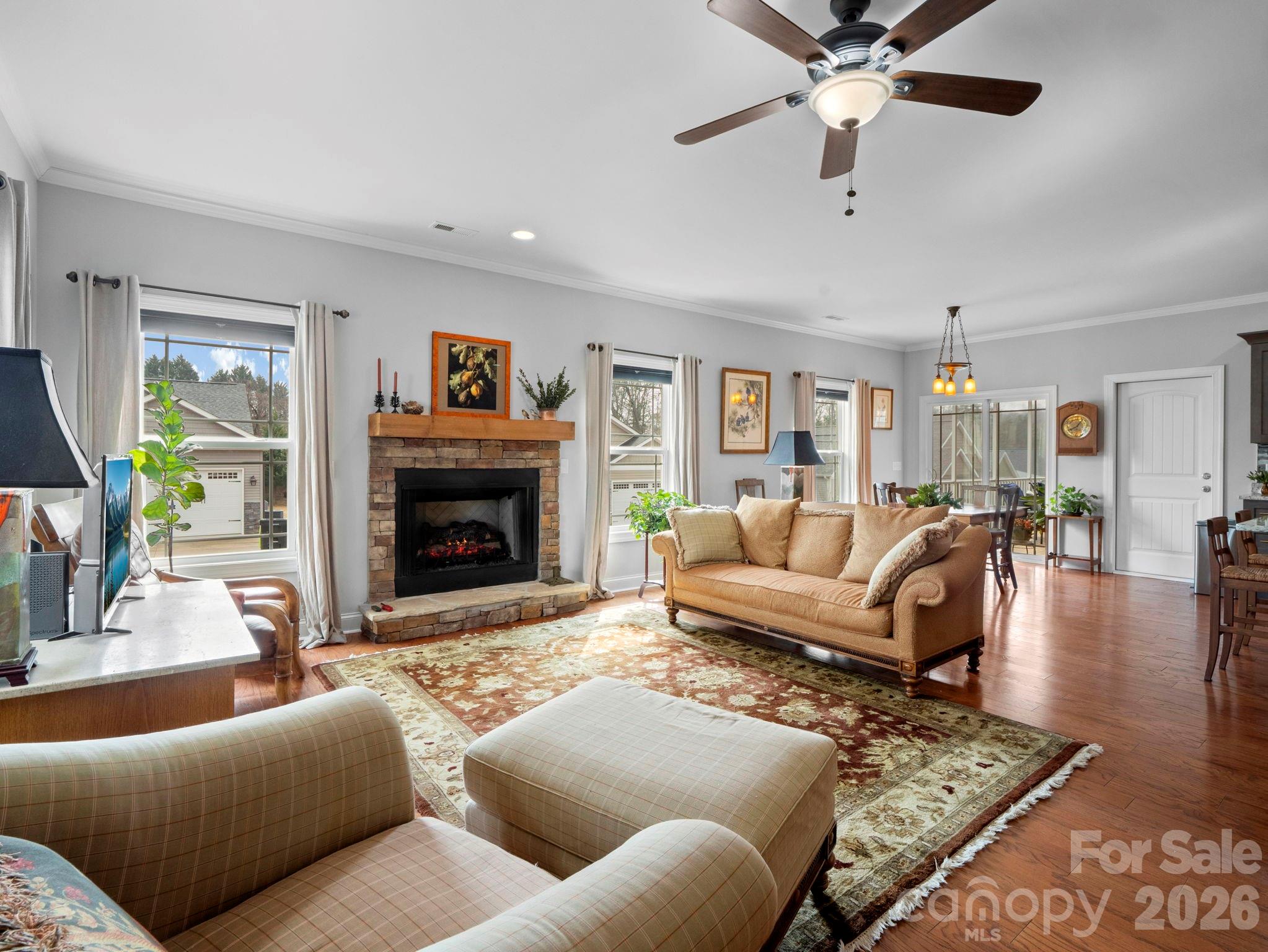 614 Downing Way Landrum, SC 29356 - Photo 8 of 46 a living room with furniture and a fireplace
