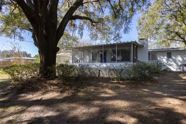 a view of a house with a tree in front of it