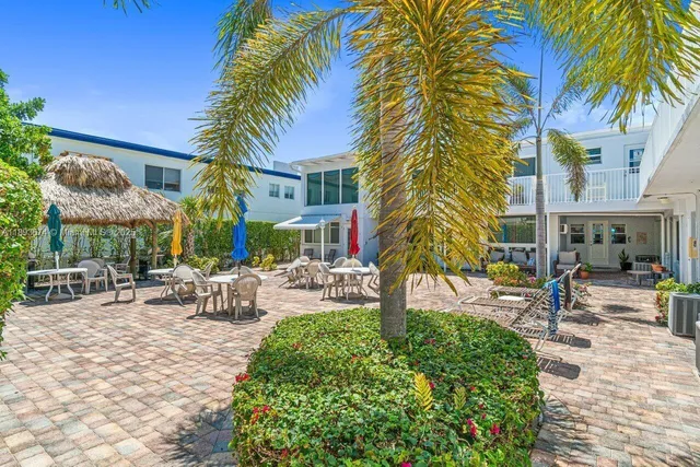 a row of palm trees and a backyard of the house