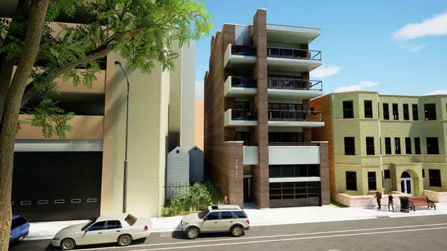 a car parked in front of a building