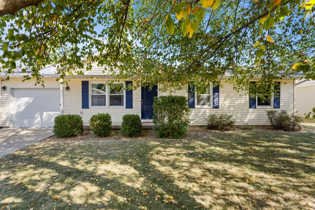 a view of a house with a tree in the background